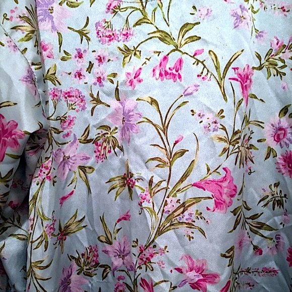 MULTICOLOR BUTTON DOWN LONG SLEEVE FLORAL PRINT COLLARED NIGHT DRESS GOWN O/S - Picture 5 of 7